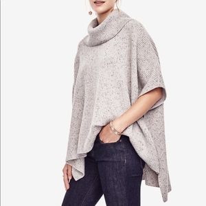 Ann Taylor 100% Cashmere Turtleneck Ribbed Poncho